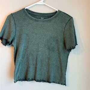 Aerie Green Short Sleeve Crop Tee